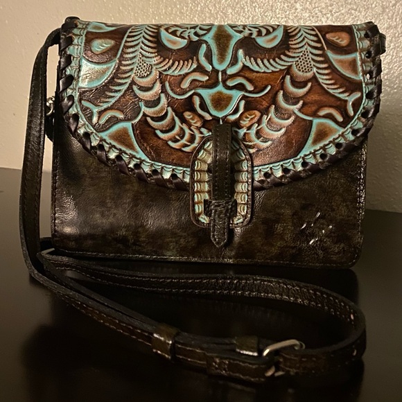 Patricia Nash Hand Tooled Leather Lanza ShoulderCrossbodyBagPurse